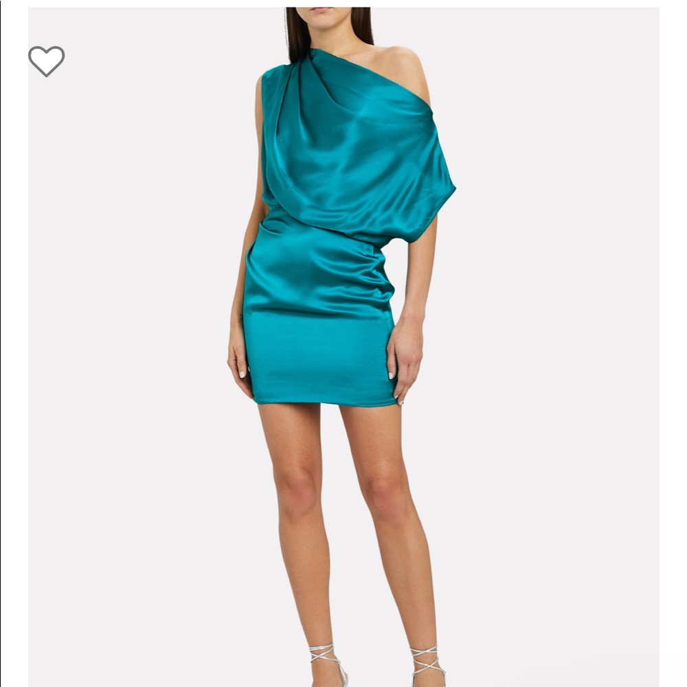 Michelle Mason One-Shoulder Draped Mini Dress